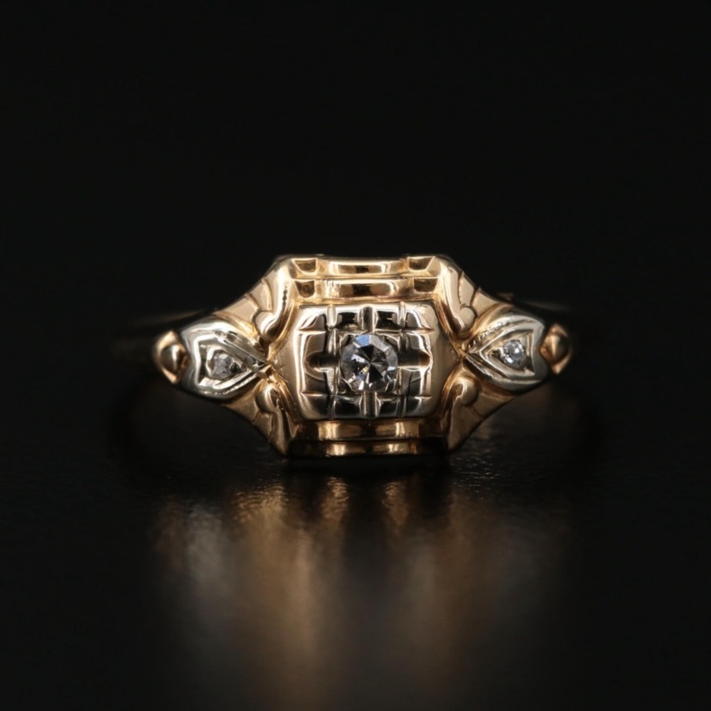 14K Yellow Gold Diamond Ring